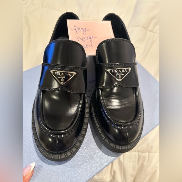 Prada Chocolate Loafers in Black - size 37.5 - Picture 6 of 14